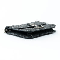 Dior Black Leather Debossed Patterned DiorAddict Studded Bag