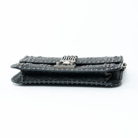 Dior Black Leather Debossed Patterned DiorAddict Studded Bag