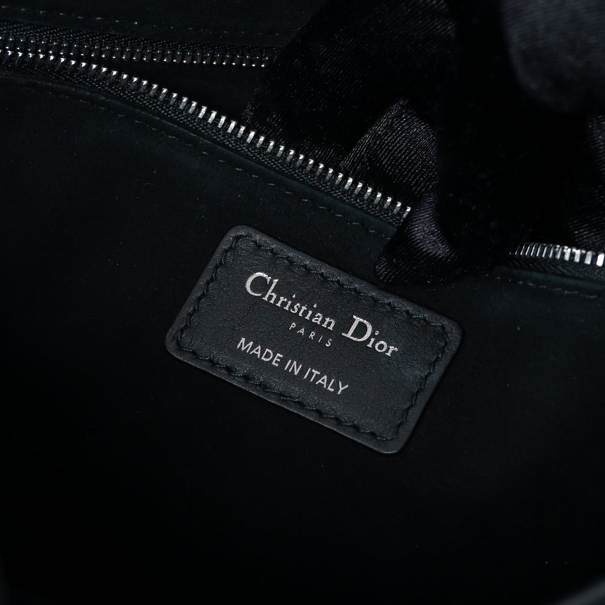 Dior Black Leather Debossed Patterned DiorAddict Studded Bag