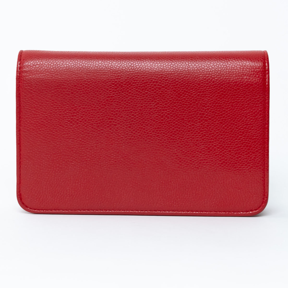 Pre-Loved Chanel ™ Red Pebbled Leather CC Timeless Wallet on Chain