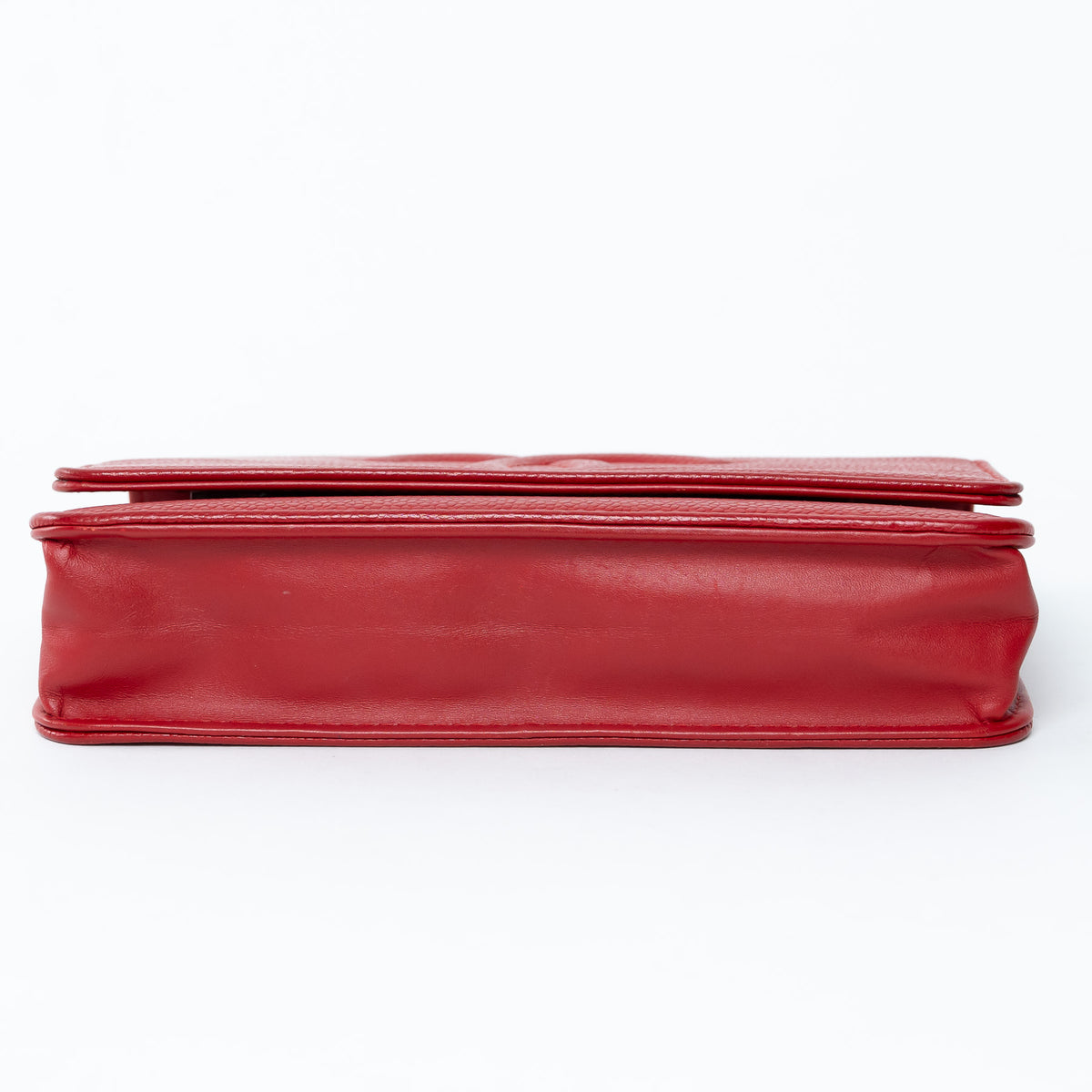 Pre-Loved Chanel ™ Red Pebbled Leather CC Timeless Wallet on Chain