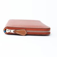 Hermex Deep Brown Epsom Leather Silk'In Classic Long Wallet