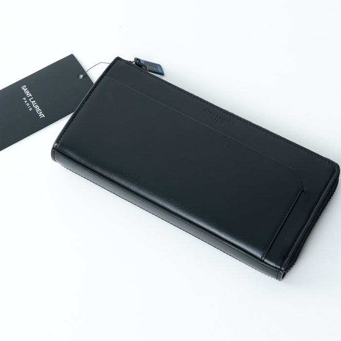 Saint Laurent Black Grained Leather Long Wallet