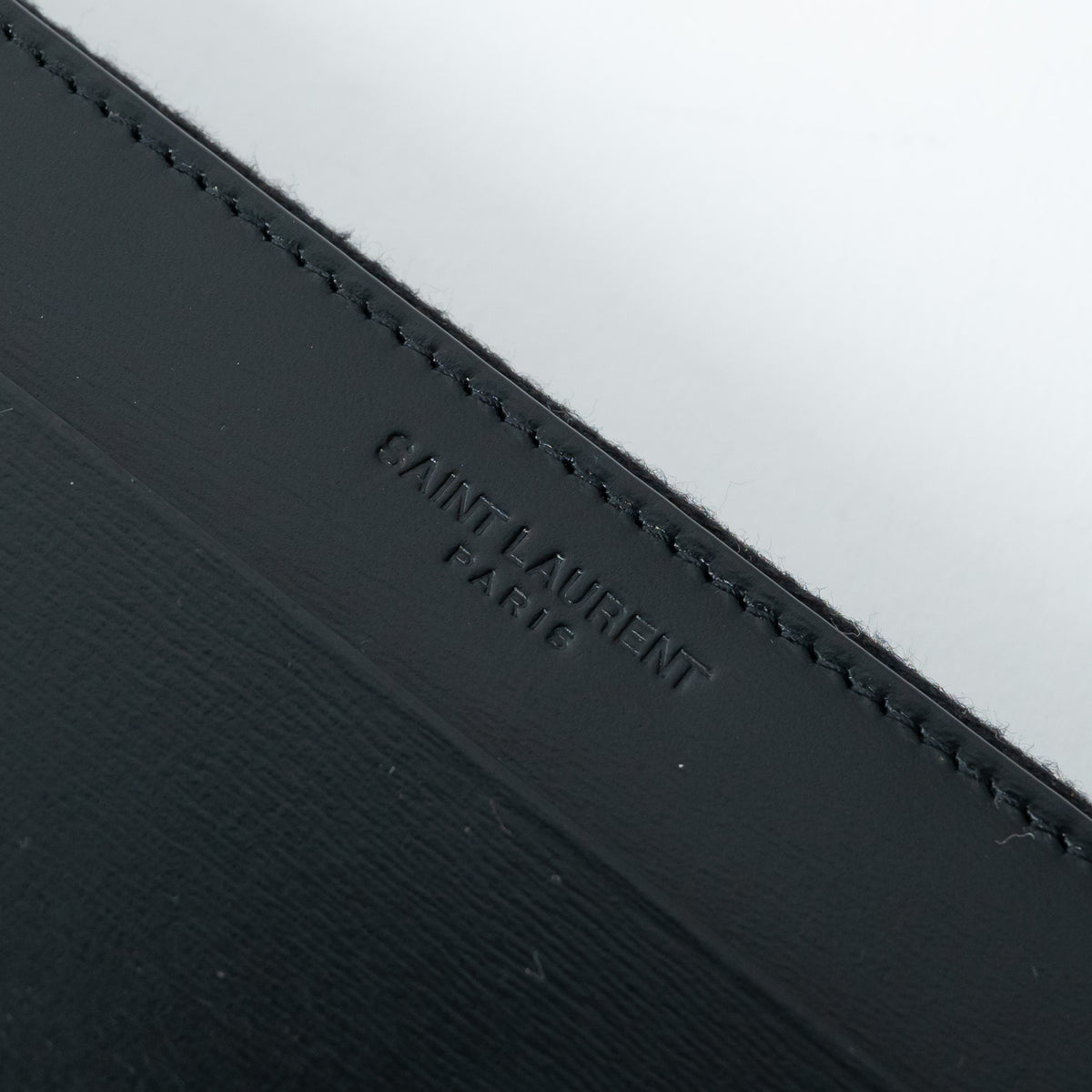 Saint Laurent Black Grained Leather Long Wallet