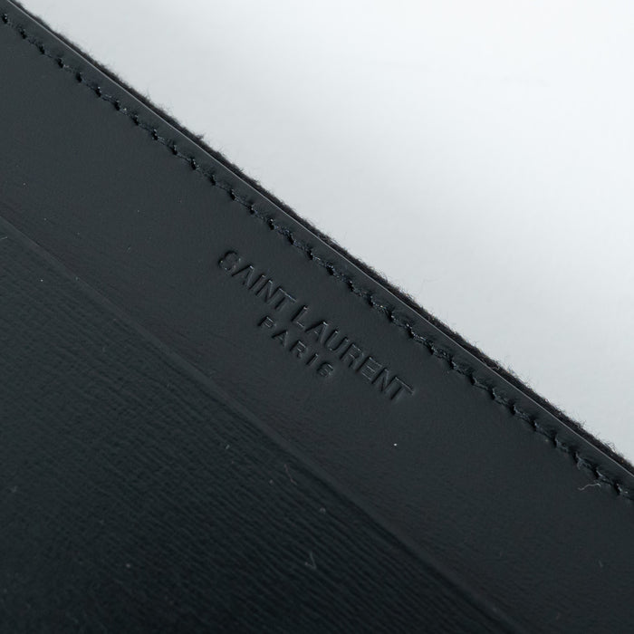 Saint Laurent Black Grained Leather Long Wallet