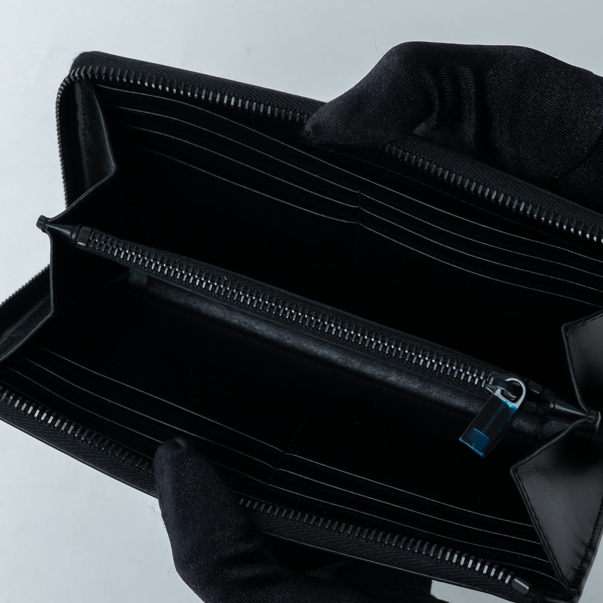 Saint Laurent Black Grained Leather Long Wallet