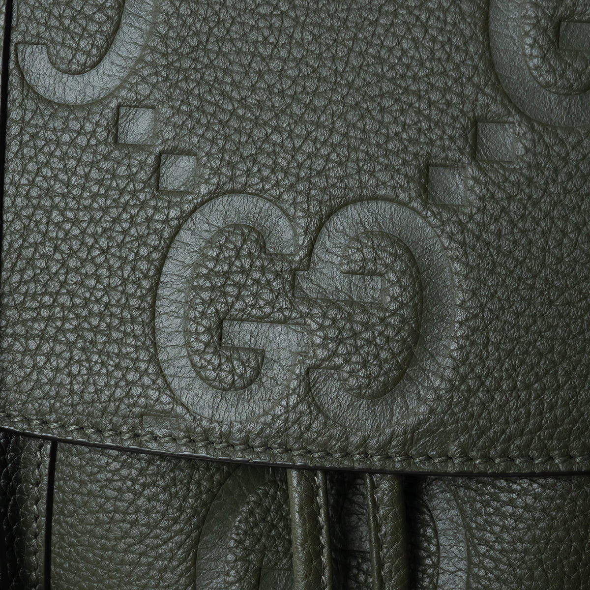 Gucci Khaki Green Pebbled GG Embossed Leather Backpack