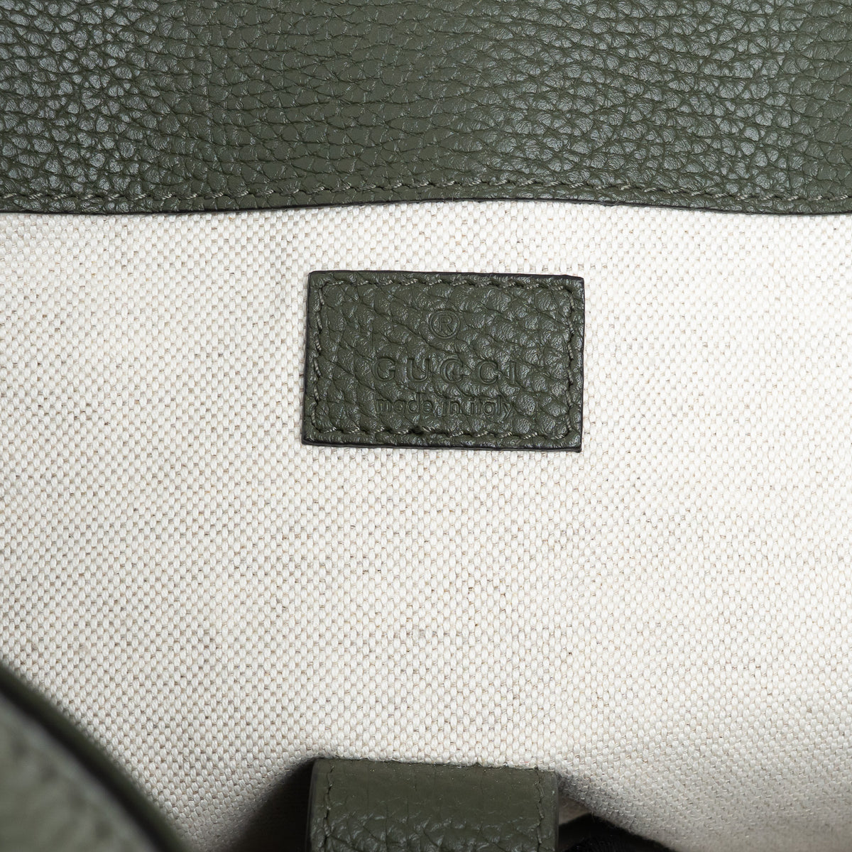 Gucci Khaki Green Pebbled GG Embossed Leather Backpack