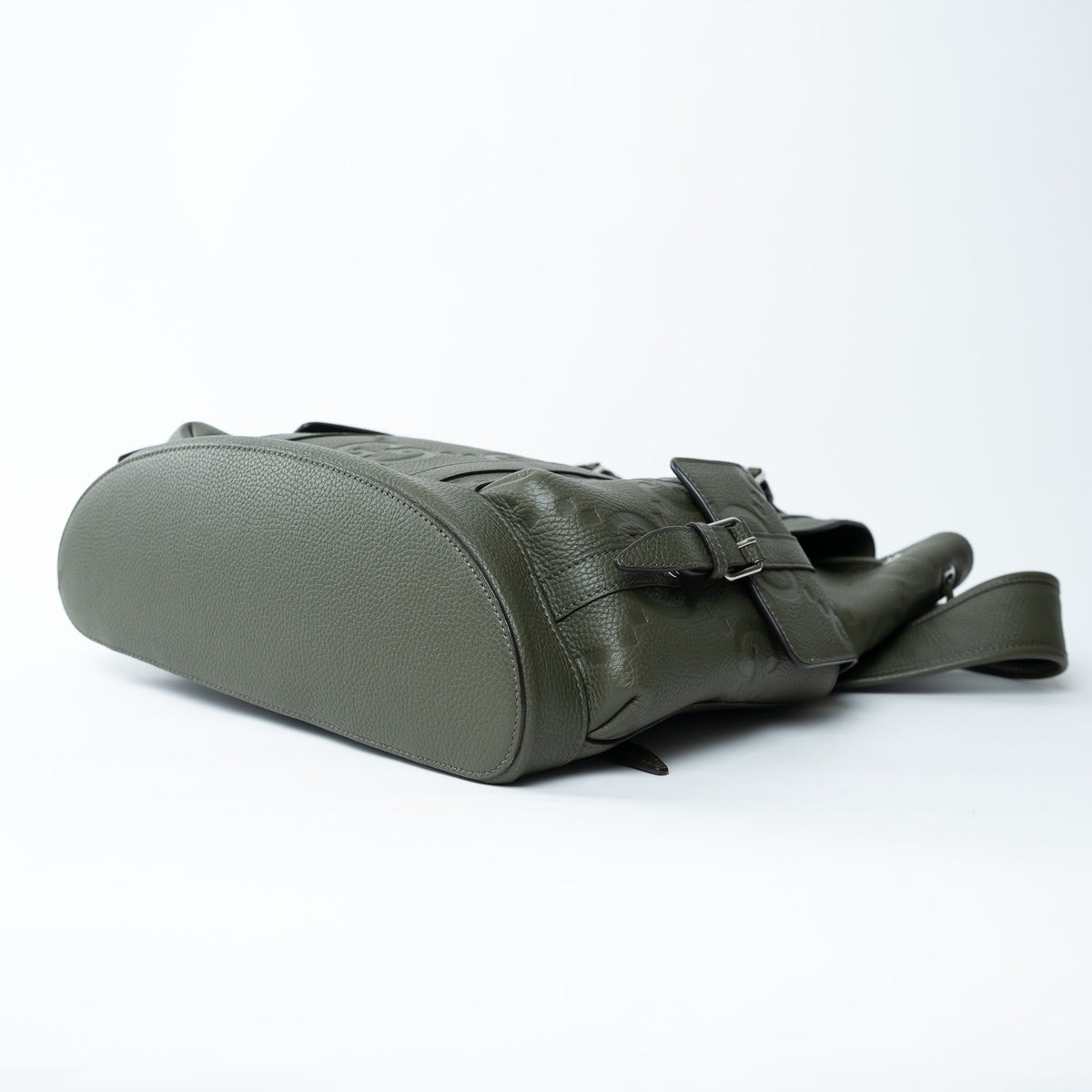 Gucci Khaki Green Pebbled GG Embossed Leather Backpack