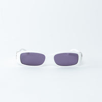 Gucci White Rectangle Frames Purple Lens Sunglasses