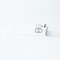 Gucci White Rectangle Frames Purple Lens Sunglasses