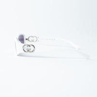 Gucci White Rectangle Frames Purple Lens Sunglasses