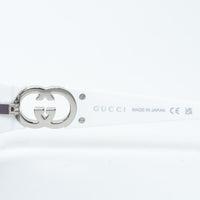 Gucci White Rectangle Frames Purple Lens Sunglasses