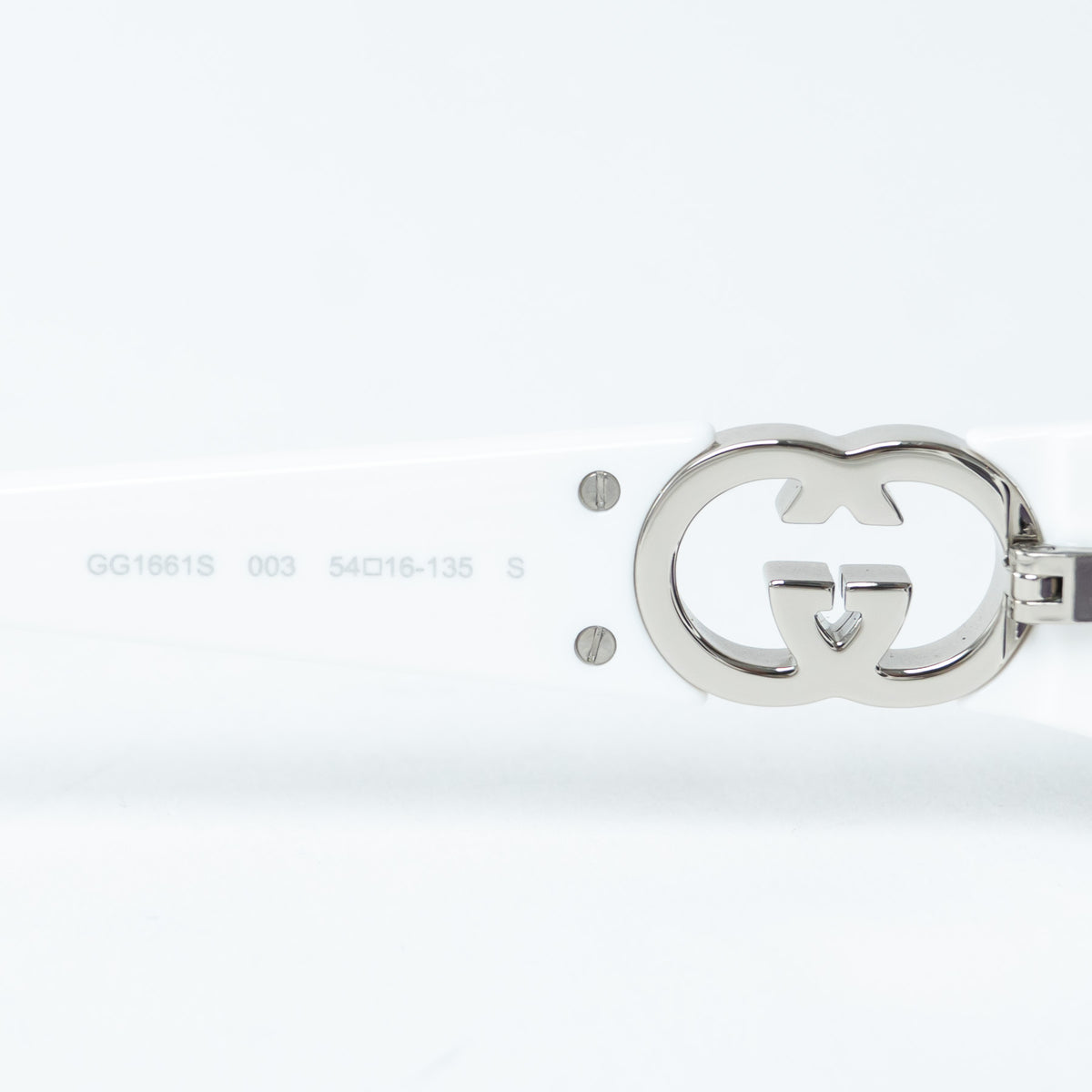 Gucci White Rectangle Frames Purple Lens Sunglasses