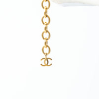 Pre-Loved Chanel™ Gold Tone Interlaced Leather and Chain Crystal Embellished Logo Choker
