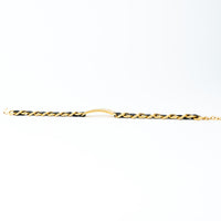 Pre-Loved Chanel™ Gold Tone Interlaced Leather and Chain Crystal Embellished Logo Choker