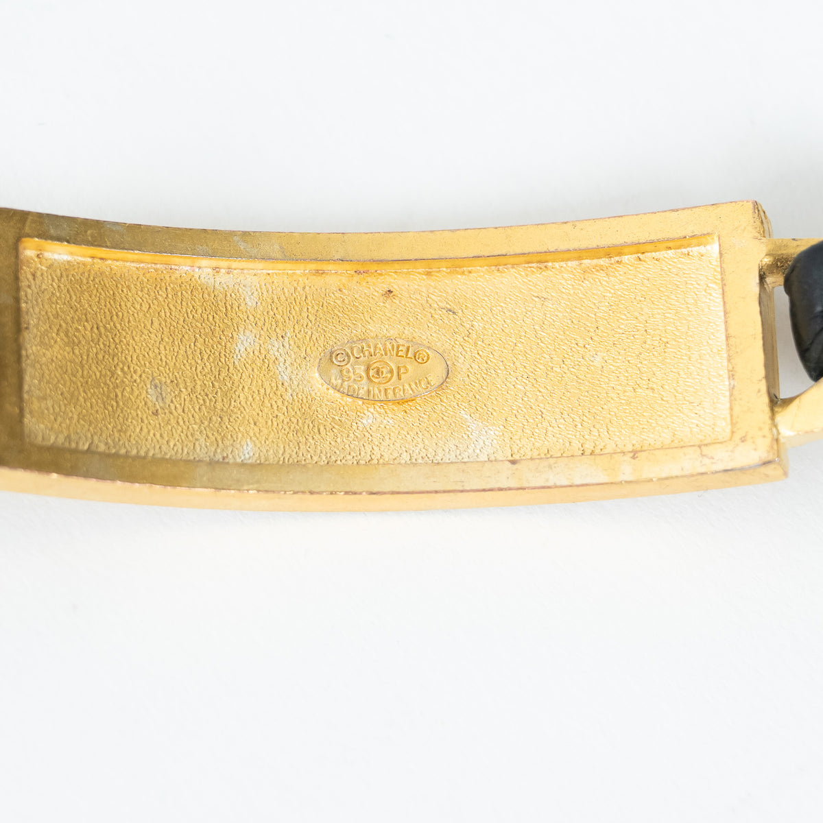 Pre-Loved Chanel™ Gold Tone Interlaced Leather and Chain Crystal Embellished Logo Choker