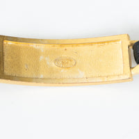 Pre-Loved Chanel™ Gold Tone Interlaced Leather and Chain Crystal Embellished Logo Choker