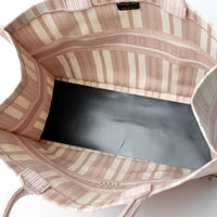 Dior Pink & Ivory Canvas Pinstripe GM Book Tote