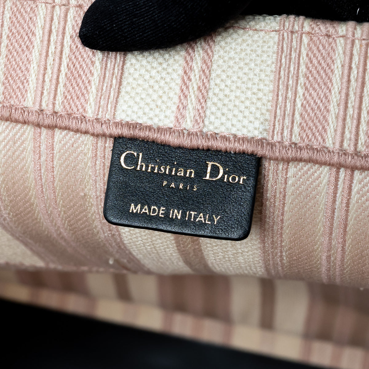 Dior Pink & Ivory Canvas Pinstripe GM Book Tote