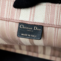 Dior Pink & Ivory Canvas Pinstripe GM Book Tote