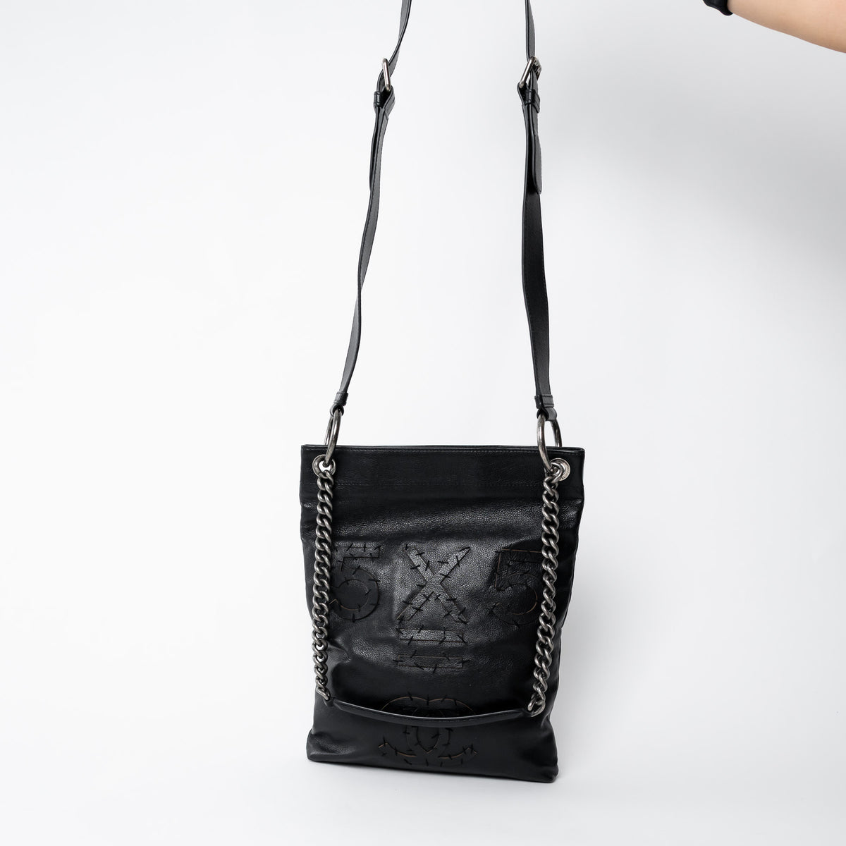 Pre-Loved Chanel™ Black Grained Leather Oser Sans Poser Messenger Bag