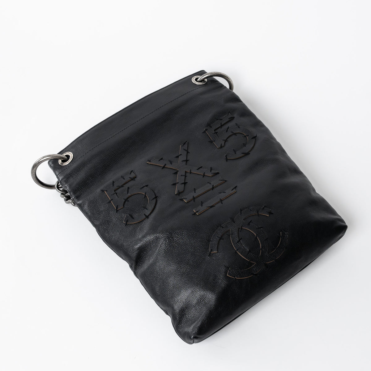 Pre-Loved Chanel™ Black Grained Leather Oser Sans Poser Messenger Bag