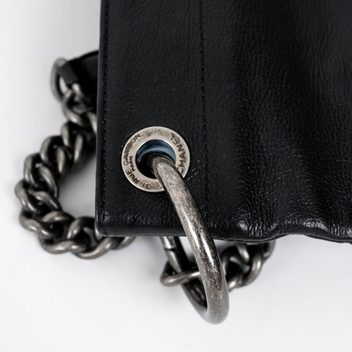 Pre-Loved Chanel™ Black Grained Leather Oser Sans Poser Messenger Bag