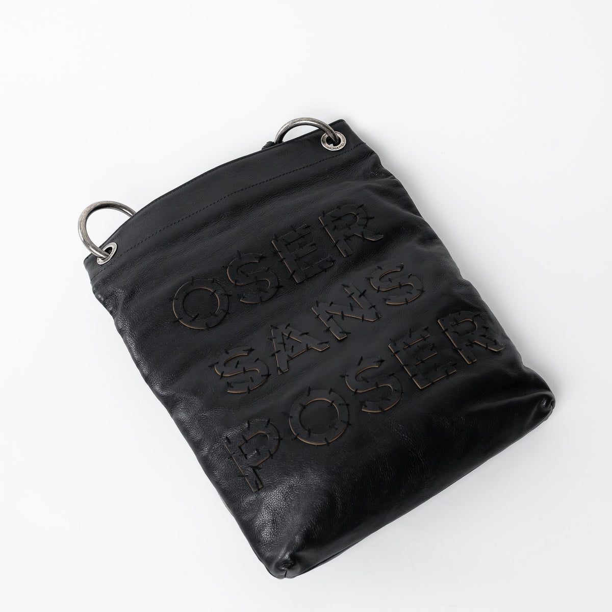 Pre-Loved Chanel™ Black Grained Leather Oser Sans Poser Messenger Bag