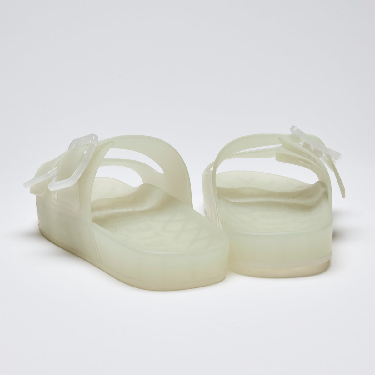 Excellent Pre-Loved Frosted Transparent Jelly Sandals with 2 Buckles.(back)