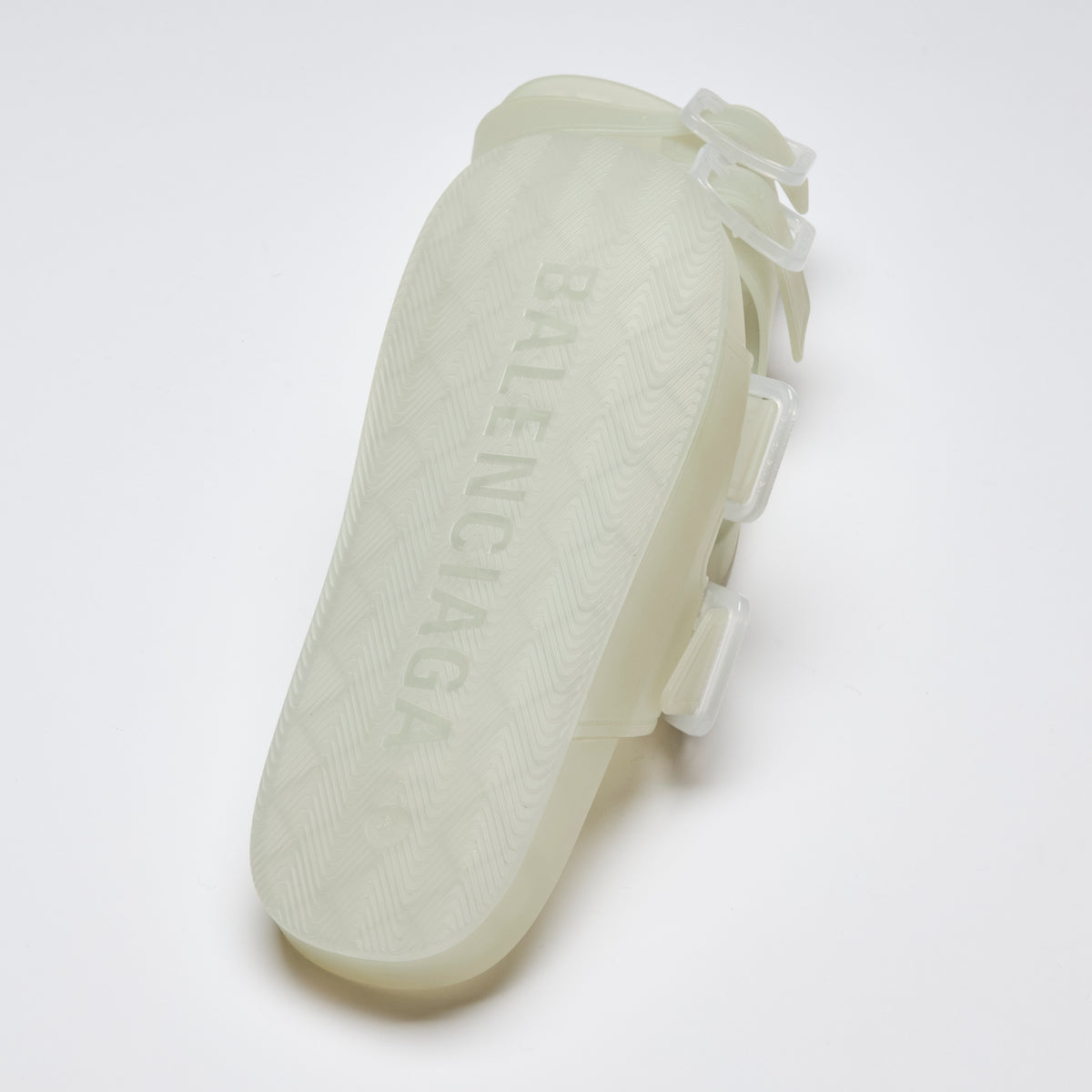 Excellent Pre-Loved Frosted Transparent Jelly Sandals with 2 Buckles.(bottom)