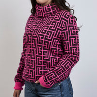 Balmain Pink Wool Black Monogram Turtle Neck Size 36