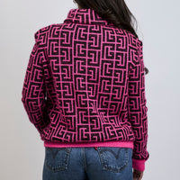 Balmain Pink Wool Black Monogram Turtle Neck Size 36