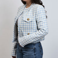 Balmain White and Blue Tweed Jacket Size 42