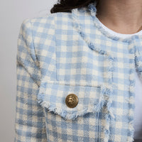 Balmain White and Blue Tweed Jacket Size 42