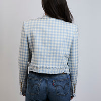 Balmain White and Blue Tweed Jacket Size 42