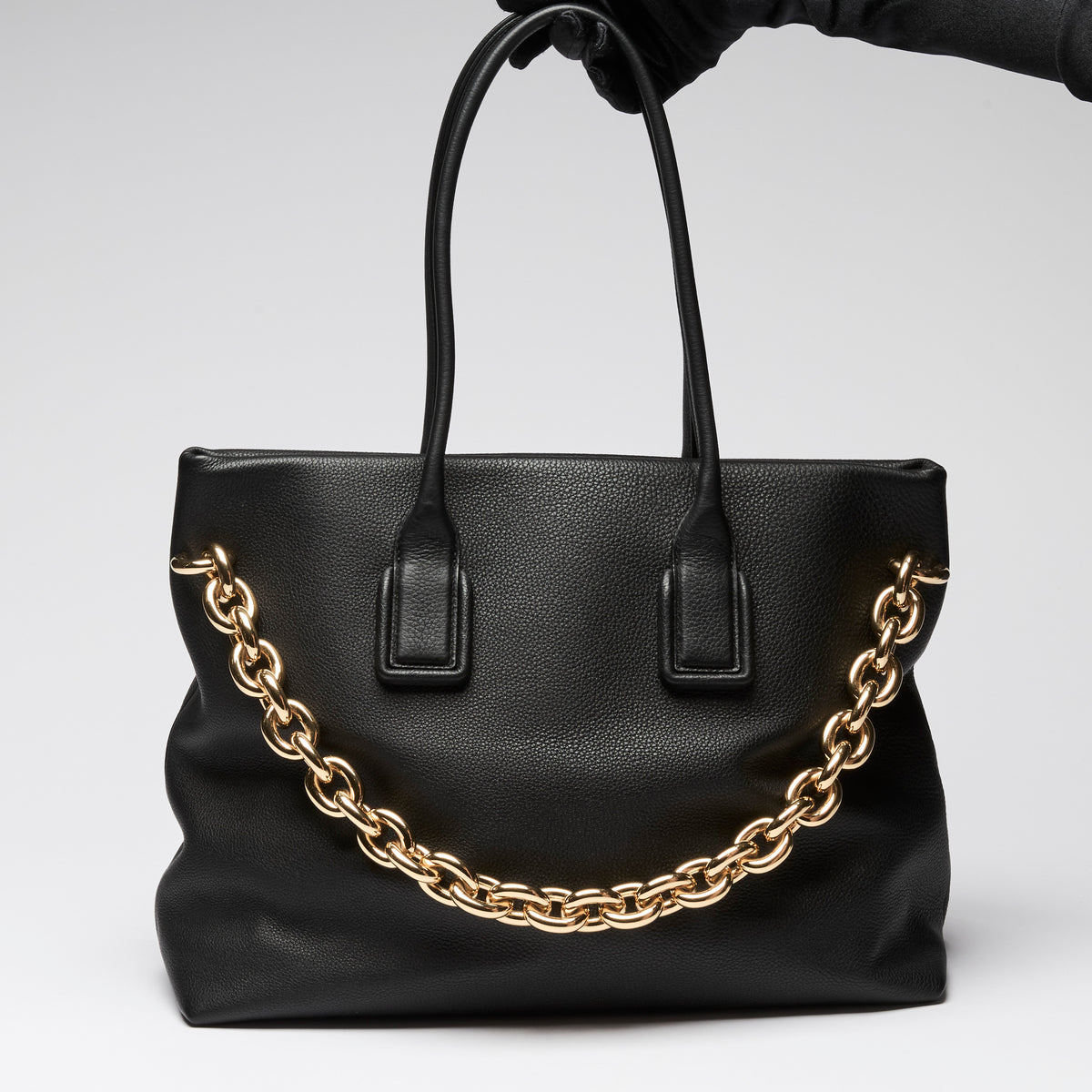 Bottega Veneta Black Saint Germain Leather Chain Tote Bag