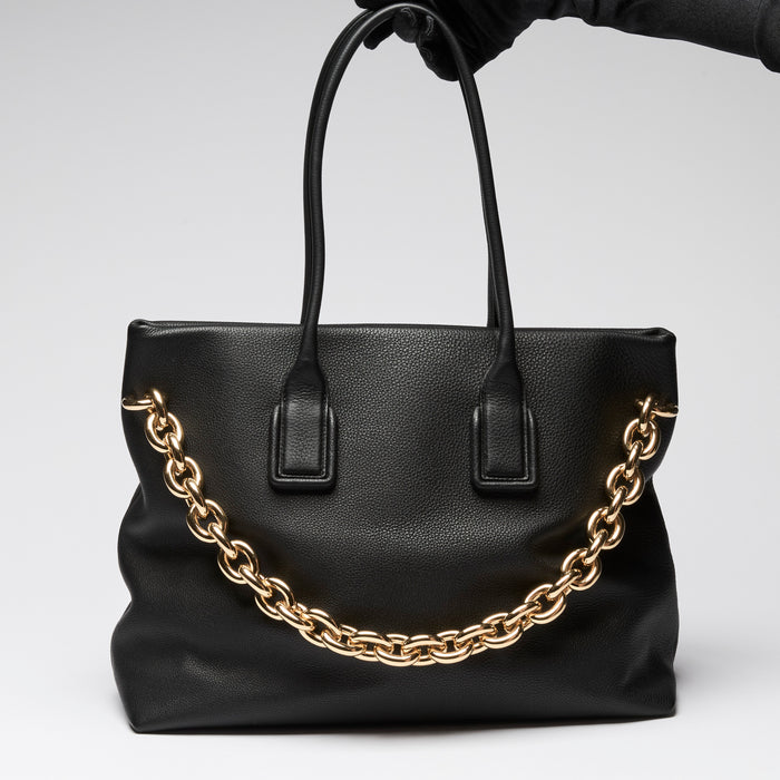 Bottega Veneta Black Saint Germain Leather Chain Tote Bag