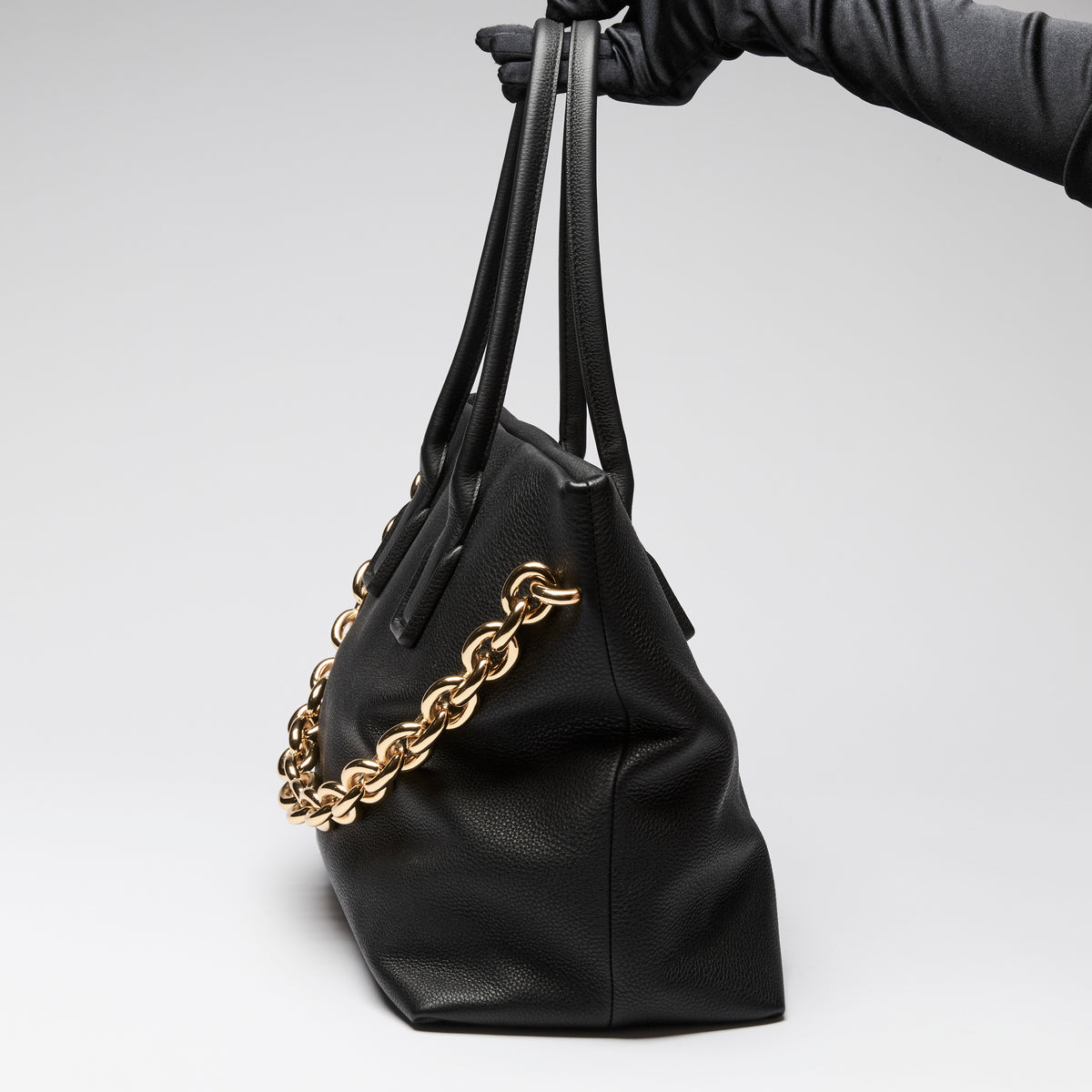 Bottega Veneta Black Saint Germain Leather Chain Tote Bag