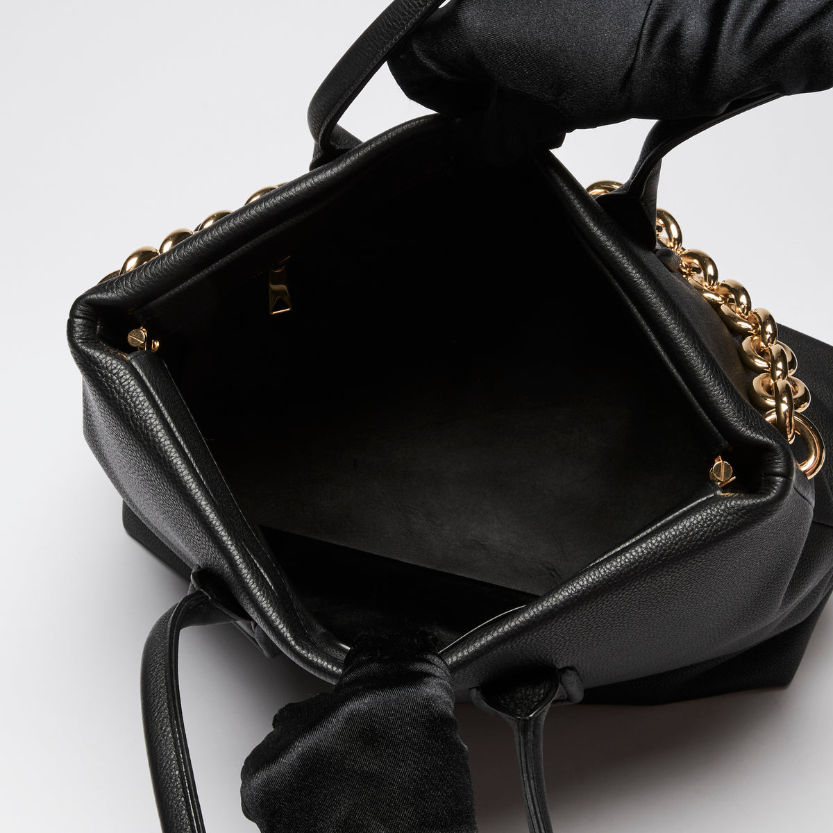 Bottega Veneta Black Saint Germain Leather Chain Tote Bag