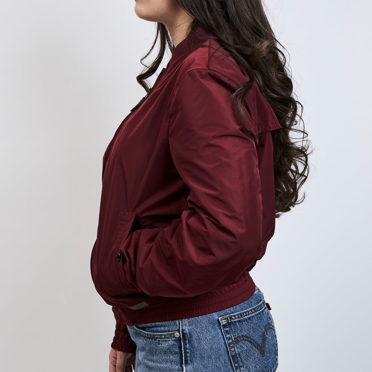 Burberry Burgundy Unisex Bomber Jacket Size Medium