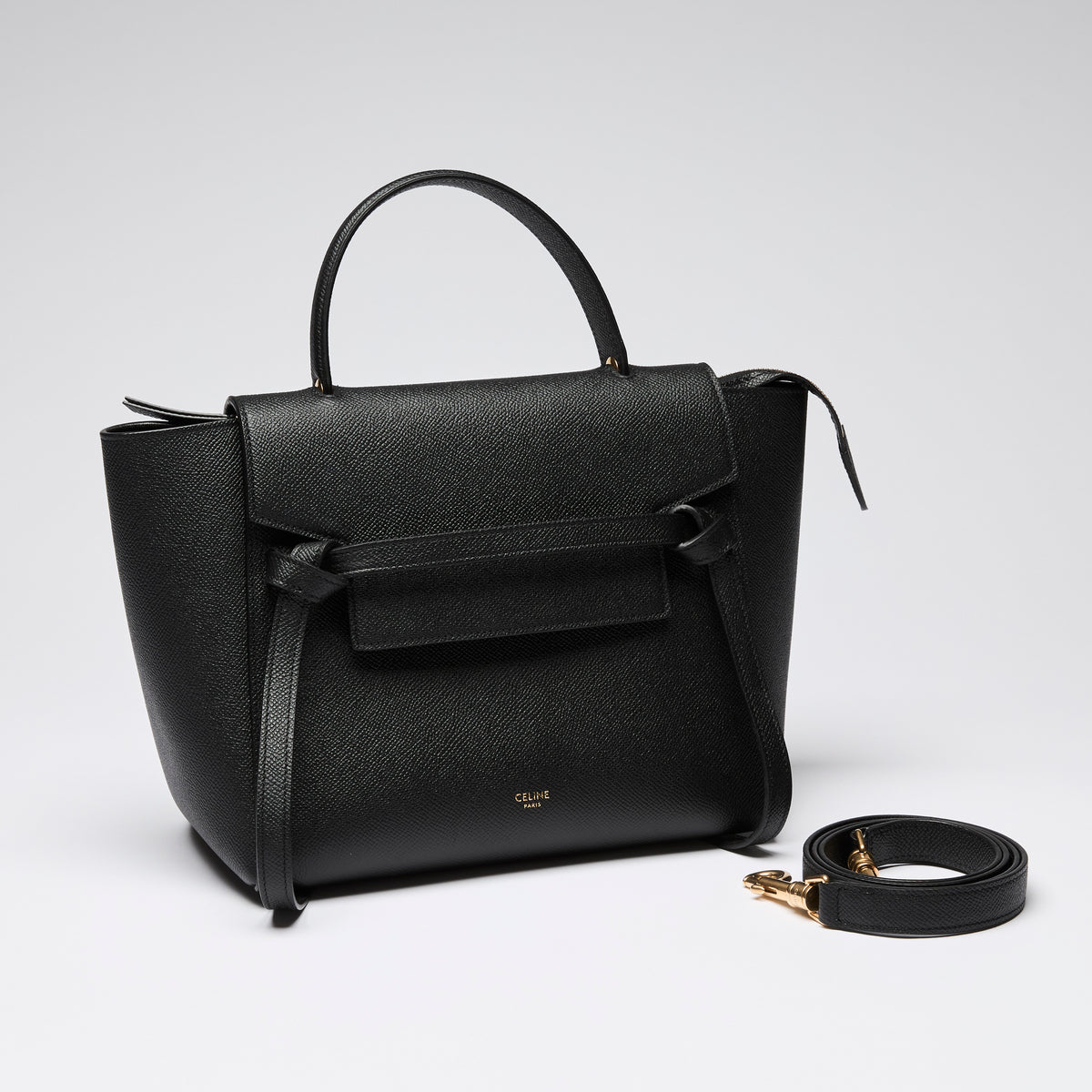 Celine Black Grained Leather Micro Belt Bag