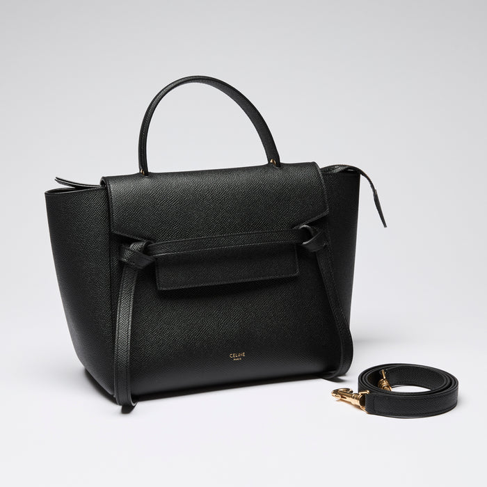 Celine Black Grained Leather Micro Belt Bag