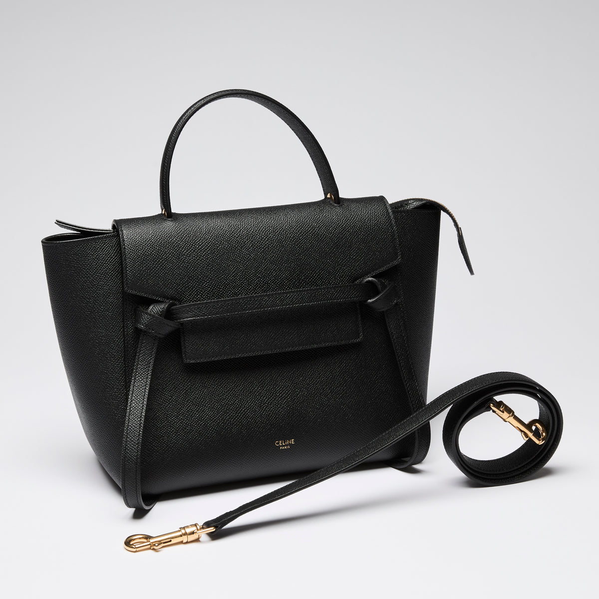 Celine Black Grained Leather Micro Belt Bag