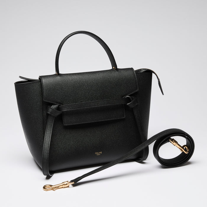 Celine Black Grained Leather Micro Belt Bag