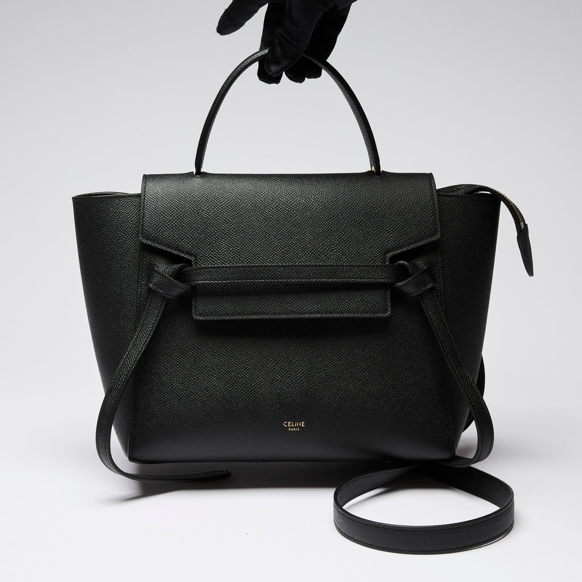 Celine Black Grained Leather Micro Belt Bag