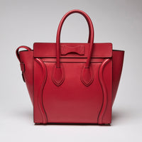 Celine Red Luggage Tote Bag Micro Size Handbag