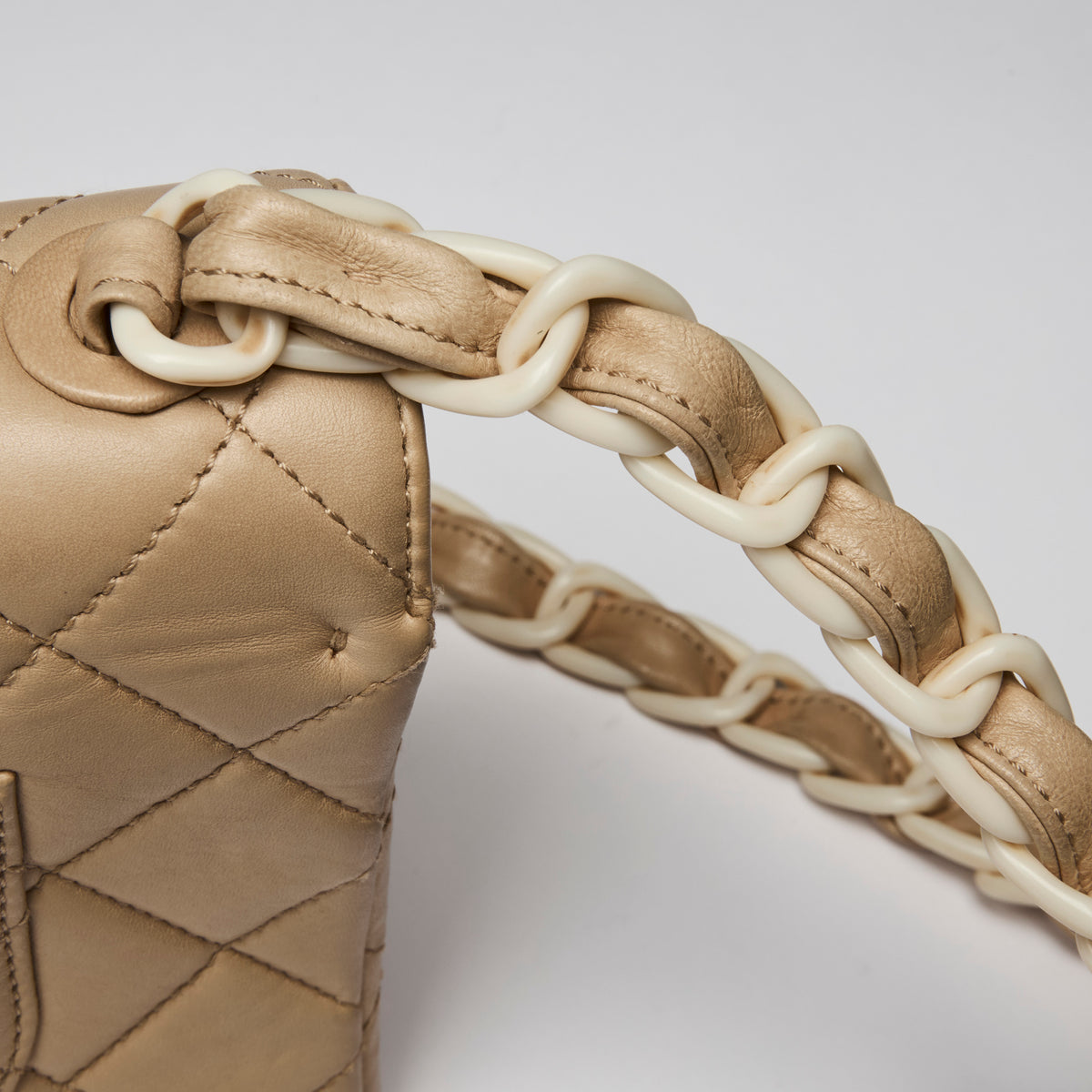 Pre-Loved Chanel ™ Beige Quilted Single Flap Bag
