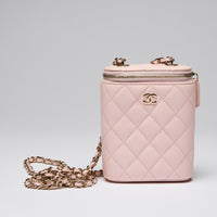 Pre-Loved Chanel™ Light Pink Pebbled Leather Coco Vanity Case