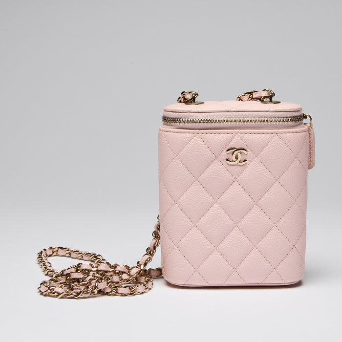 Pre-Loved Chanel™ Light Pink Pebbled Leather Coco Vanity Case